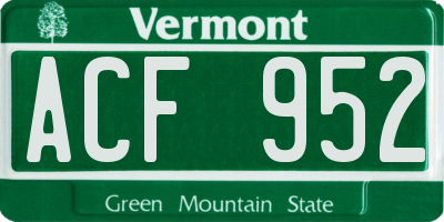 VT license plate ACF952