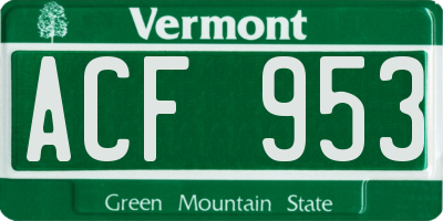 VT license plate ACF953
