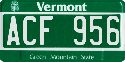 VT license plate ACF956