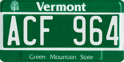 VT license plate ACF964