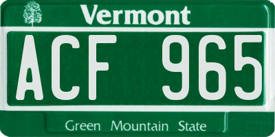 VT license plate ACF965