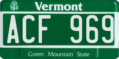 VT license plate ACF969