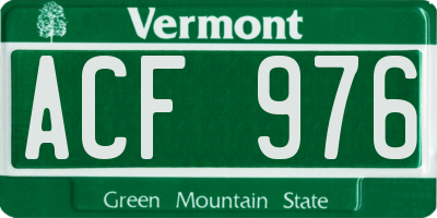 VT license plate ACF976