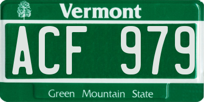 VT license plate ACF979