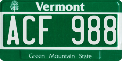 VT license plate ACF988