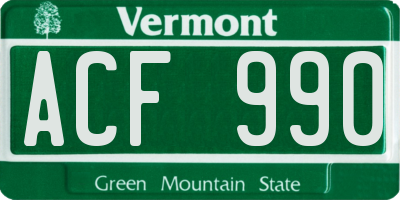 VT license plate ACF990