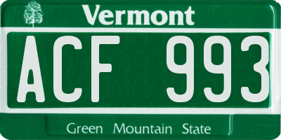 VT license plate ACF993