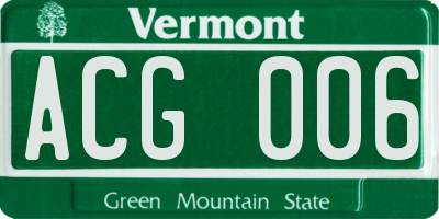 VT license plate ACG006