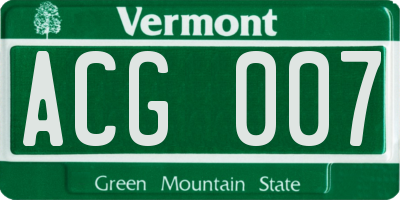 VT license plate ACG007