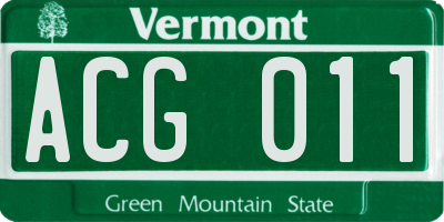 VT license plate ACG011