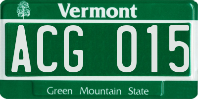 VT license plate ACG015