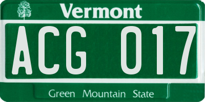 VT license plate ACG017