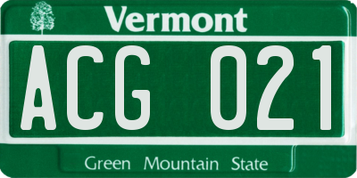VT license plate ACG021