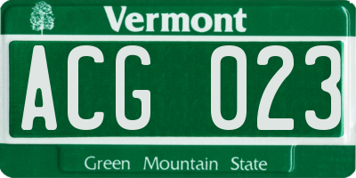VT license plate ACG023