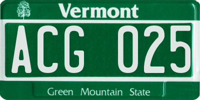 VT license plate ACG025