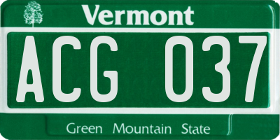 VT license plate ACG037