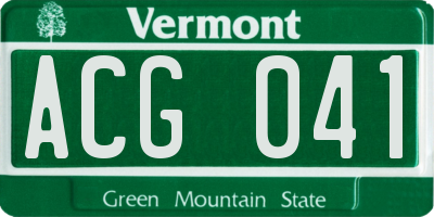 VT license plate ACG041