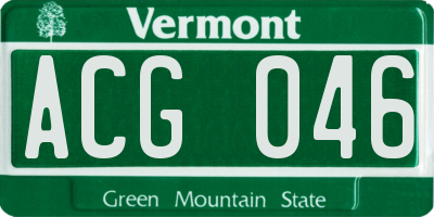 VT license plate ACG046