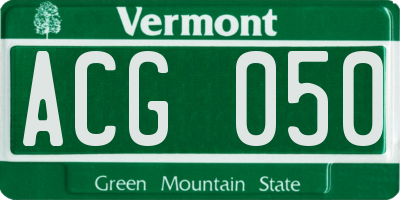 VT license plate ACG050