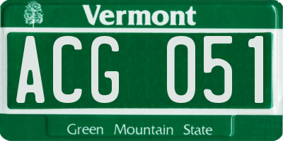 VT license plate ACG051