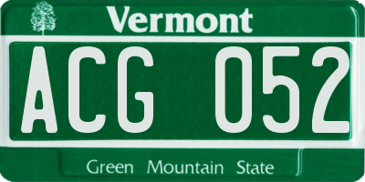 VT license plate ACG052