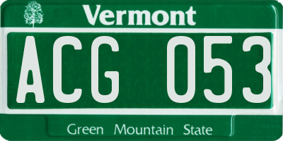 VT license plate ACG053