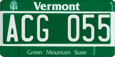 VT license plate ACG055