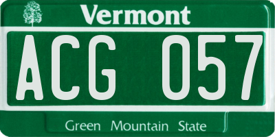 VT license plate ACG057