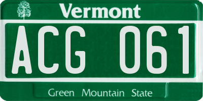 VT license plate ACG061