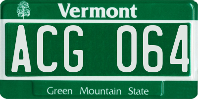 VT license plate ACG064