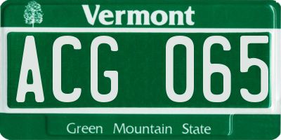 VT license plate ACG065