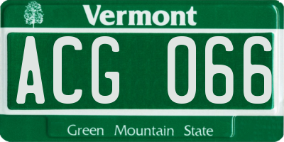 VT license plate ACG066