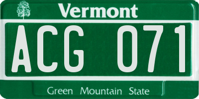 VT license plate ACG071