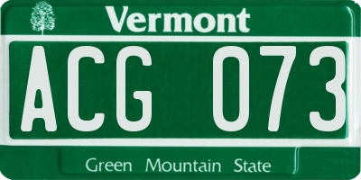 VT license plate ACG073