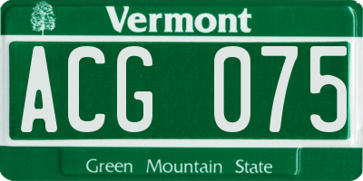 VT license plate ACG075