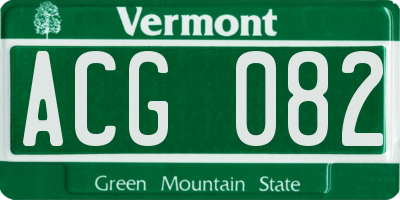 VT license plate ACG082