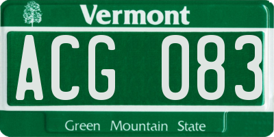 VT license plate ACG083