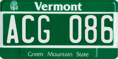VT license plate ACG086