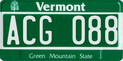 VT license plate ACG088