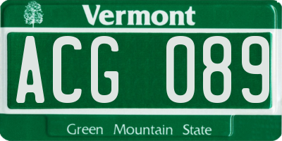 VT license plate ACG089