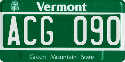 VT license plate ACG090
