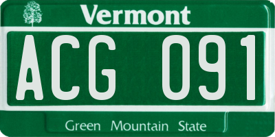 VT license plate ACG091