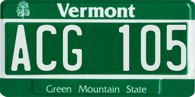 VT license plate ACG105