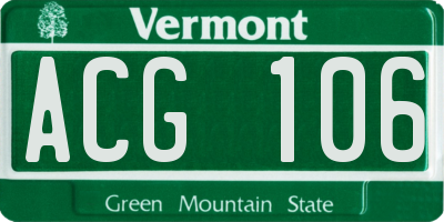 VT license plate ACG106
