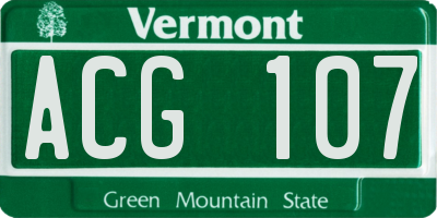 VT license plate ACG107