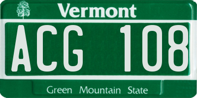 VT license plate ACG108