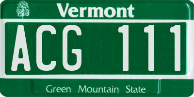 VT license plate ACG111