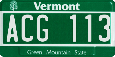 VT license plate ACG113