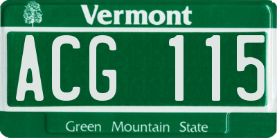 VT license plate ACG115