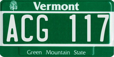 VT license plate ACG117